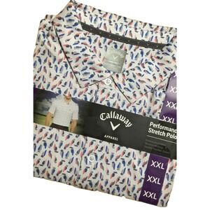 Callaway Performance Stretch Polo Golf Shirt Mens XXL Opti-Dri Bright White‎